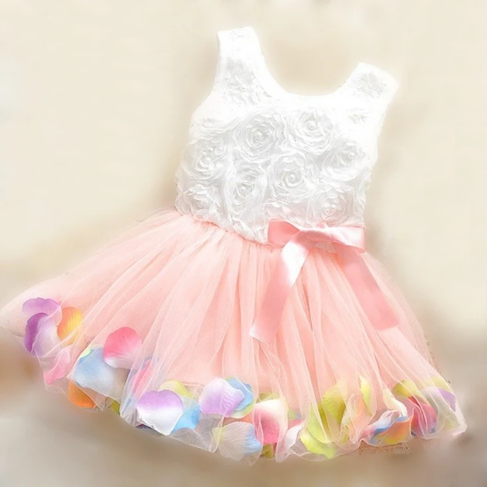 0-2 years summer girls dress rose petal hem color cute baby dresses | Детская одежда и обувь