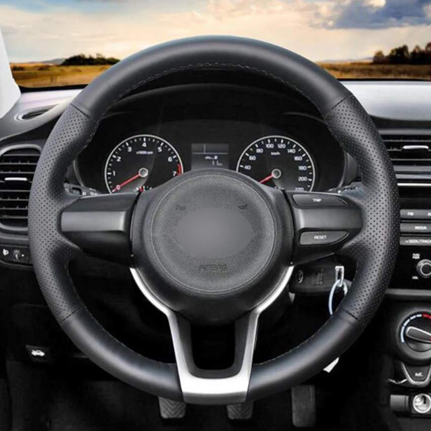 Black Synthetic Leather Steering Wheel Cover for Kia Rio 2017-2019 Rio5 2019 K2 Picanto Morning | Автомобили и мотоциклы