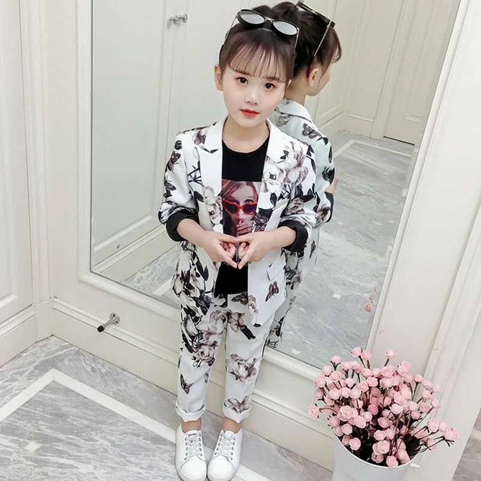 Комплект одежды из 2 предметов для маленьких девочек топ с цветочным принтом и