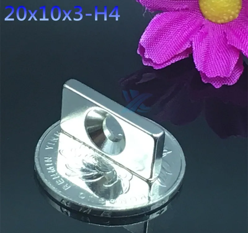 20 шт./лот 20x10x3 мм, 4 мм, отверстие N35 сверх-Редкоземельные сильный блок неодимовый магнит 20*10*3 м