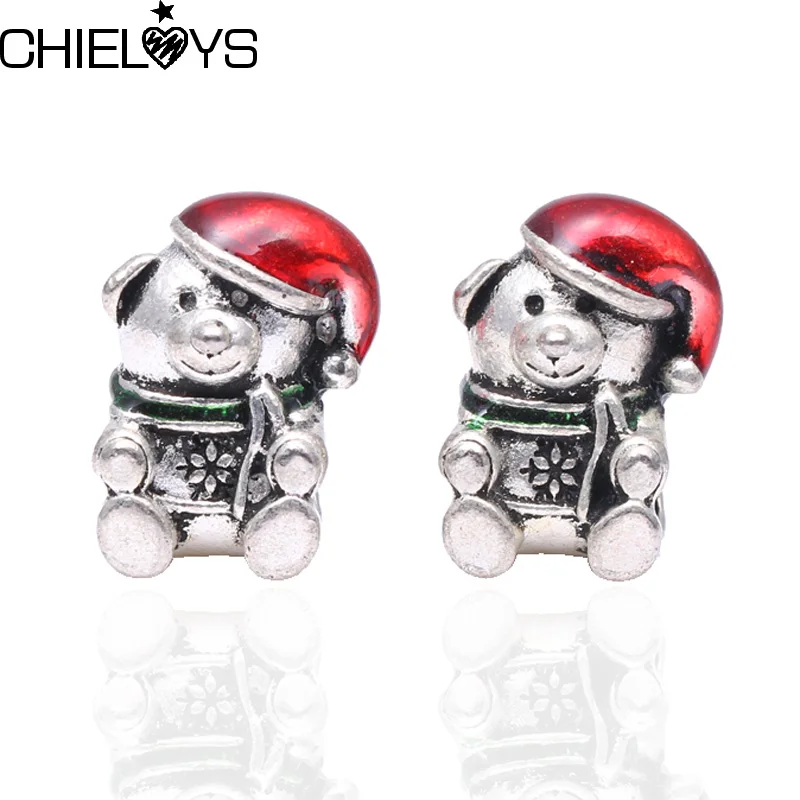 CHIELOYS 2 шт./лот новинка серебряный цвет эмаль Санта Клаус рождественский подарок