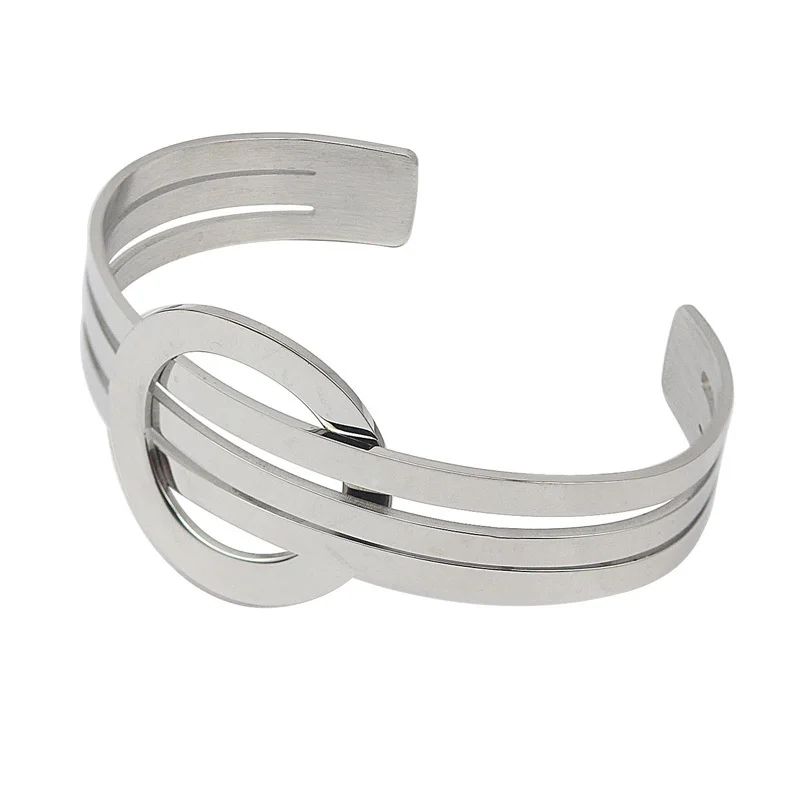 Мода ювелирные изделия Блестящий серебряный Элегантные Простые манжеты браслет
