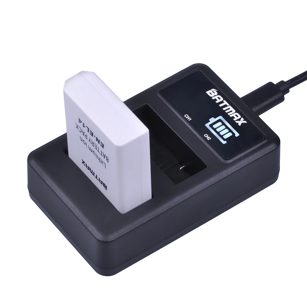 1 шт. светодиодный аккумулятор EN EL14a с двумя USB-портами для Nikon P7800 P7000 D5500 D5300 D5200 D3300