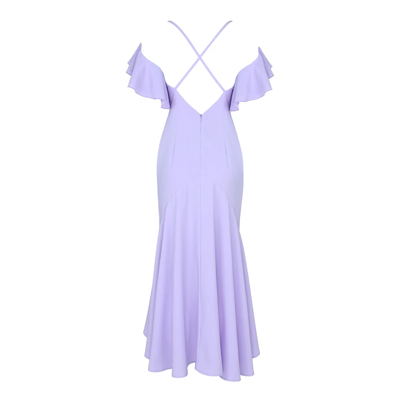 

INDRESSME 2019 Women Party Dress Summer Dress Vestidos Violet Ruffles Butterfly Sleeveless Backless Lady Sexy Mermaid Dresses