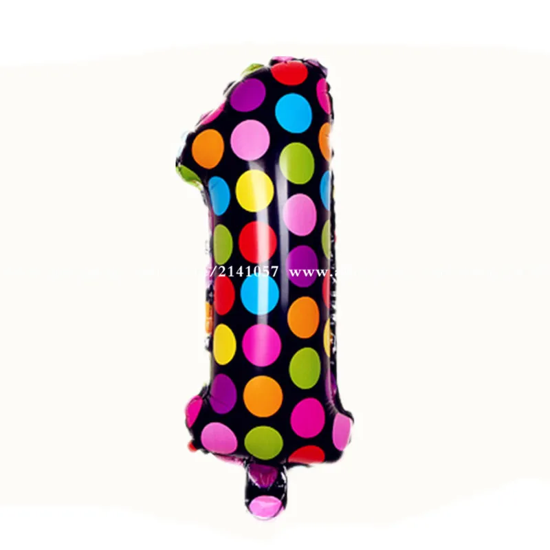 1 шт. 16 дюймов Dot colors digit Wave point number от 0 до 9 фольгированные воздушные шары на день рождения цифровые воздушные шары на свадьбу Рождество украшения - Цвет: Dot 1
