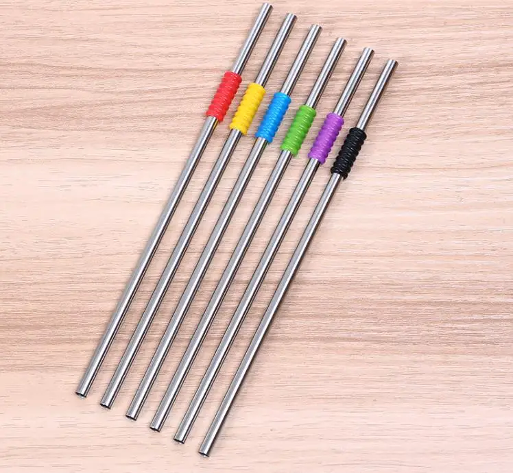 

Hot Sale Food Grade 304 Stainless Steel Straws with 6 Colors Silicone Ring for 20oz Tumbler
