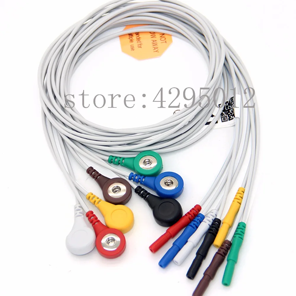 Holter DIN 7 выводов ECG Leadwire цветовое кодирование AHA/IEC Доступны защелки или