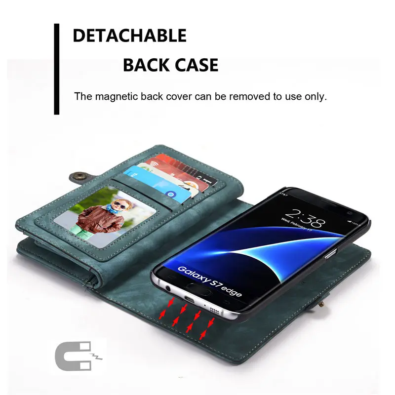 Для Coque samsung s7 edge Ретро Fundas samsung s7 edge съемный чехол-кошелек 2 в 1 съемный кожаный магнитный флип-чехол Чехол