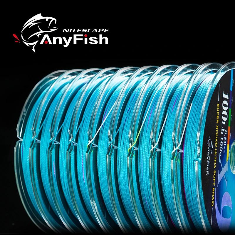 ANYFISH PE плетеная рыболовная леска 100 м 300 500 9 нитей 10 фунтов супер прочная