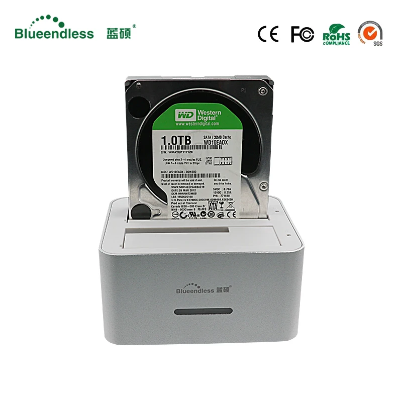 Алюминиевый двойной отсек sata usb 3,0 sata hdd корпус 2,5 3,5 HDD док-станция для 6 ТБ жесткий диск hdd Дубликатор с hdd клон