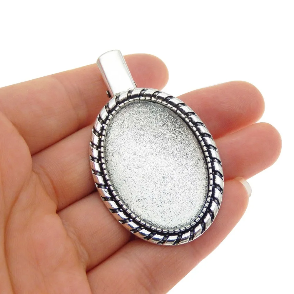 GraceAngie 2sets/lot zinc alloy oval metal silver charms hairpin hair clip blank setting base with glass cabochon DIY accessory | Украшения