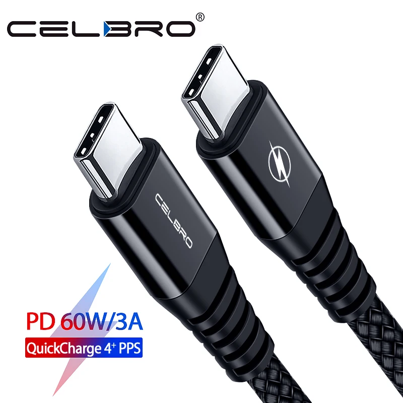 QC 4 0 PD Быстрый кабель для зарядки USB C к type провод 60 Вт телефонный 3A шнур samsung Galaxy S20 +