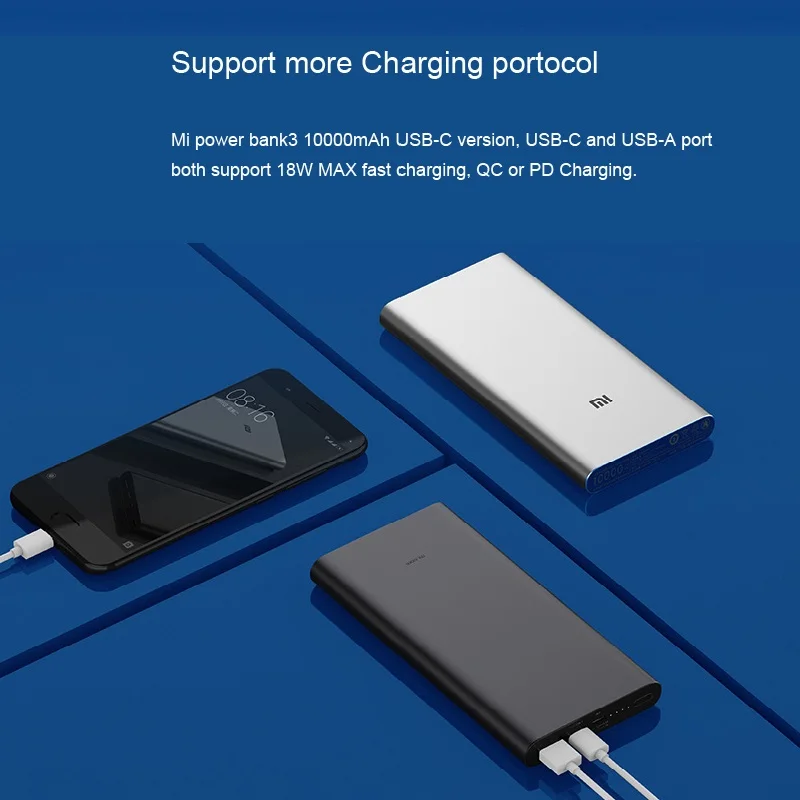 Xiaomi PD Power Bank 3 10000 мАч USB Type C QC3.0 Быстрая зарядка Mi Powerbank портативное зарядное