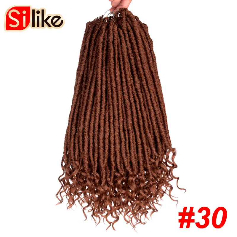 #30 Silike 14 18 дюймов мягкие Faux Locs Curly концы крючком плетение волос синтетические волосы для наращивания 24 подставки/упаковка богиня искусственный Locs - Цвет: #30