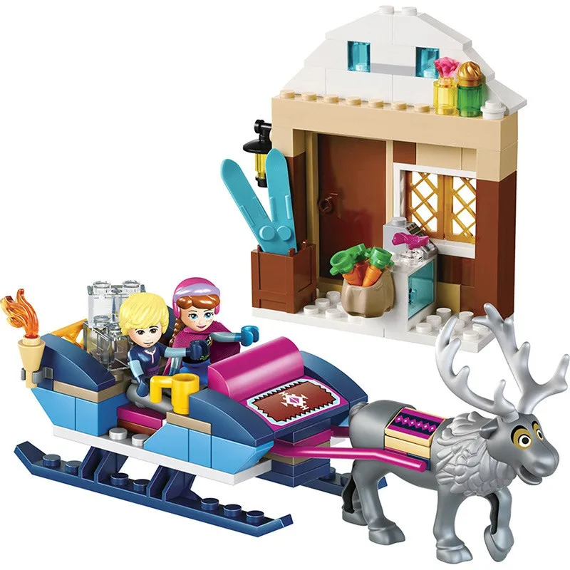 Disney игрушки Замороженные принцесса Анна и Kristoff'S сани Приключения строительных блоков Подарите вашему ребенку best подарки на день рождения