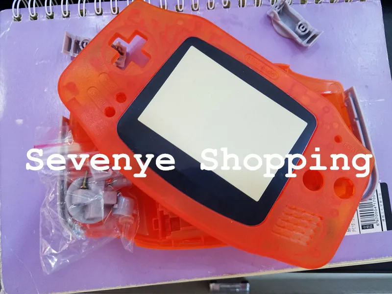 Чехол для игровой консоли Gameboy Advance GBA прозрачный оранжевый чехол с резиновыми