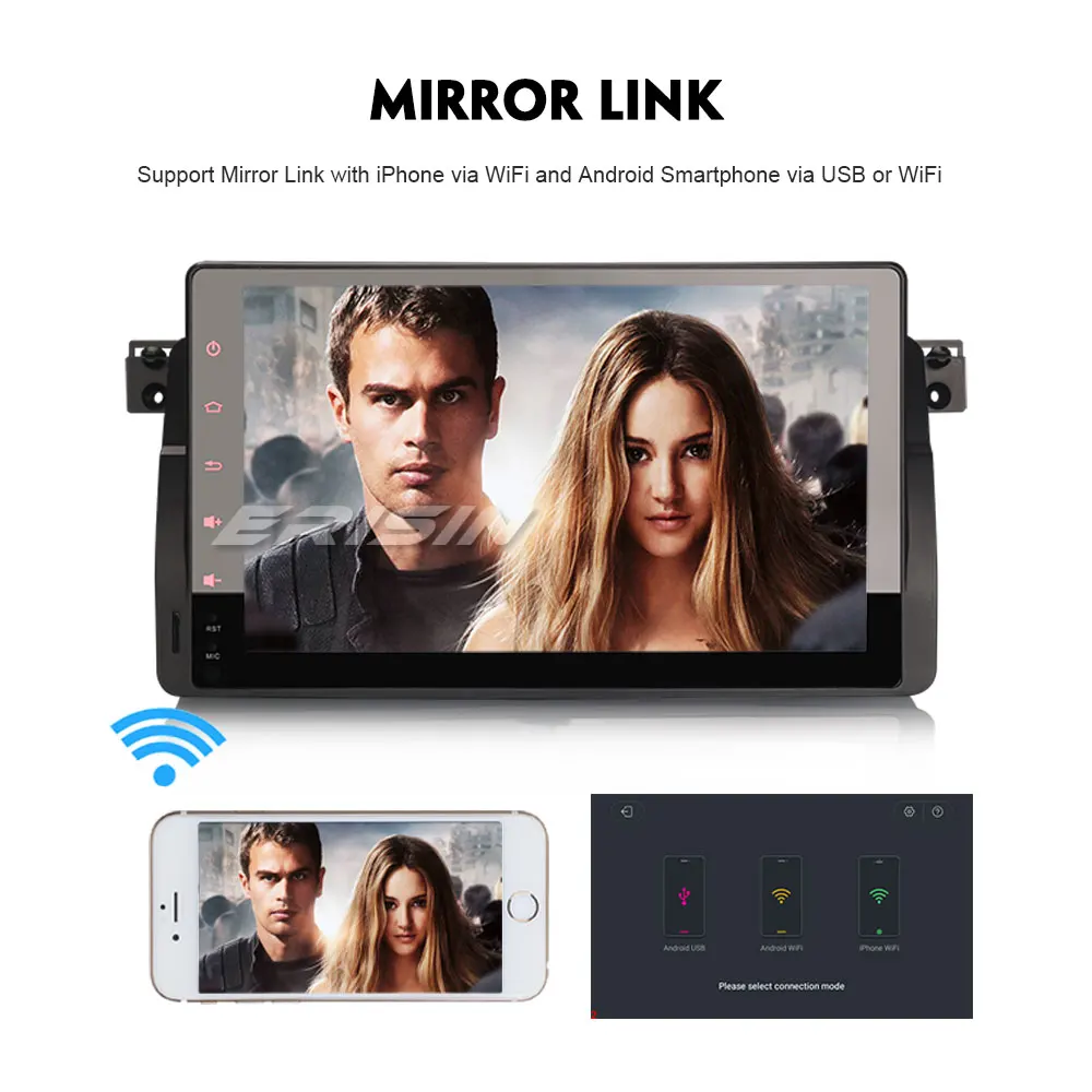 Erisin ES7496B 9 &quotHD Android 8 0 Octa core 4G Оперативная память автомобильный DVD OBD DAB + gps Sat для