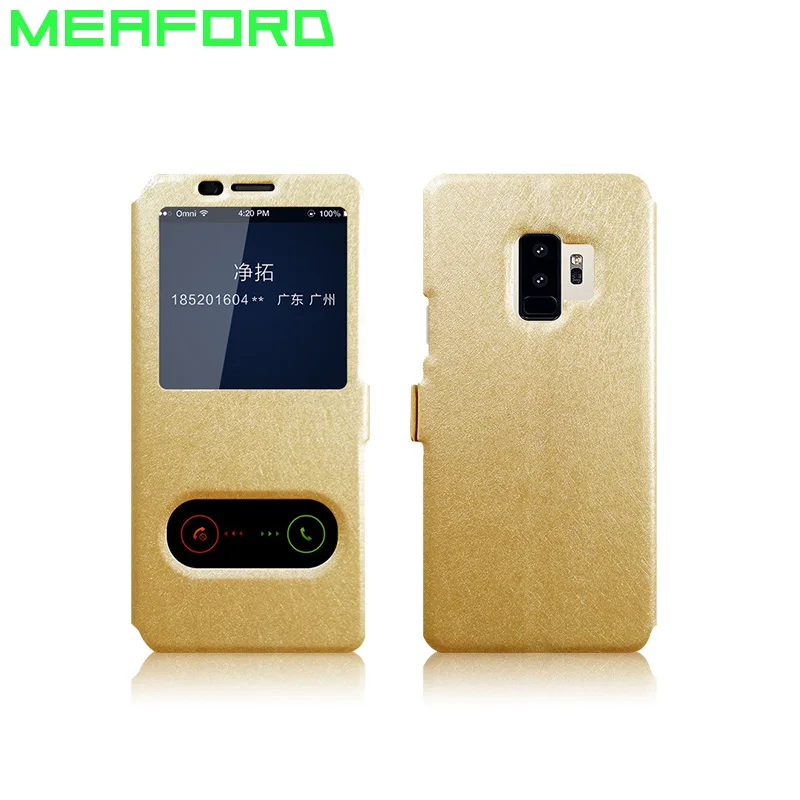 Для Samsung Galaxy J4 2018 чехол с окошком быстрого ответа кожаный флип для телефона Coque