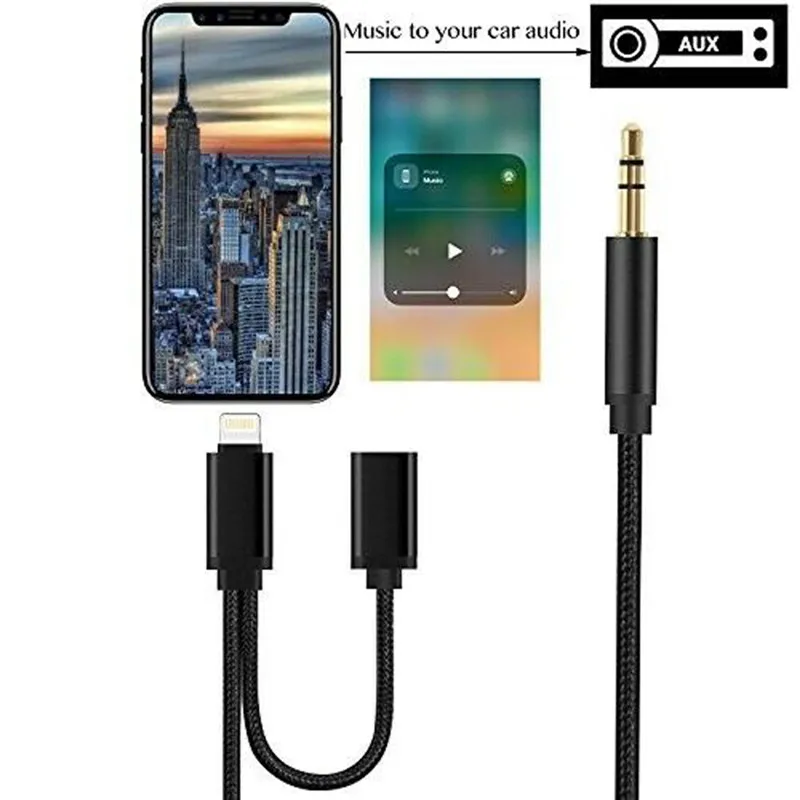 2в1 кабель Lightning для Aux 3 5 мм и Apple IPhone 6/6 s/6 sPlus/7 Plus/8 Plus/X/Xs/Xr/Xs Max 1M Наушники для/Xs