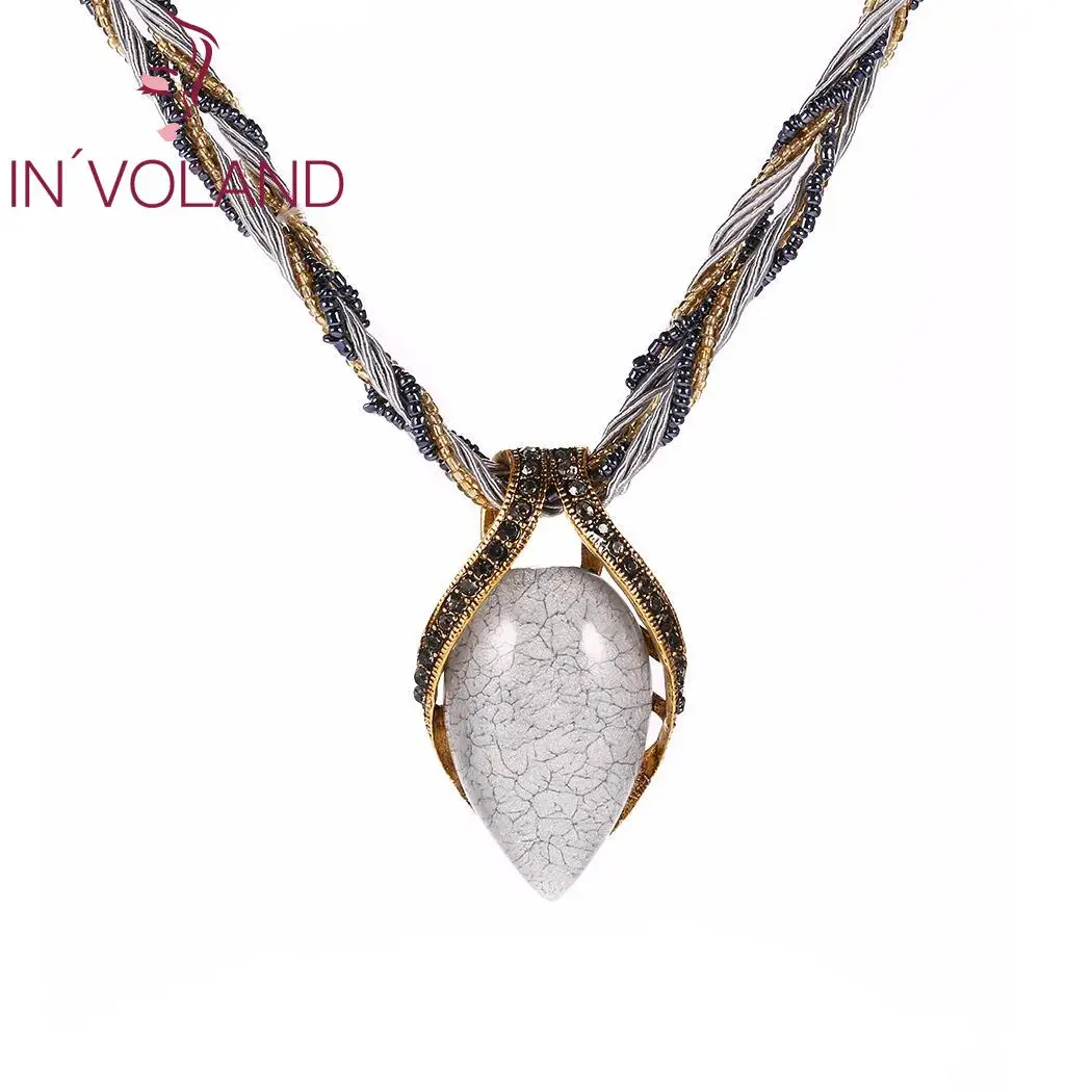 Для женщин Повседневное богемный стиль тканые Multi Омар Пряжка Кулон в виде капли