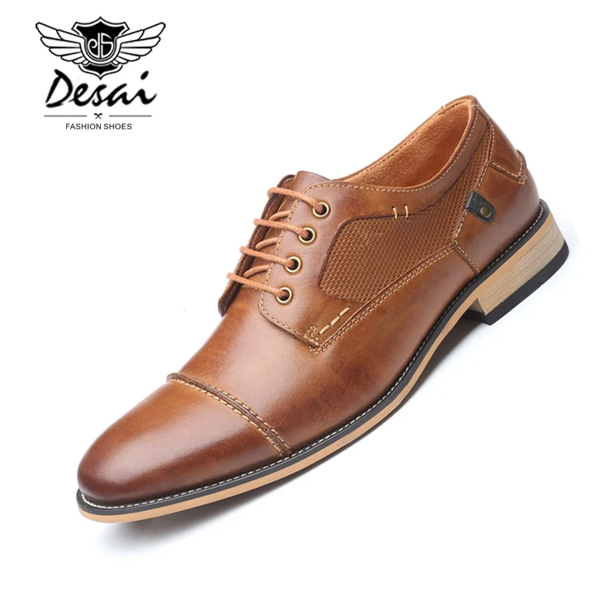 Desai 2019 New Arrival Shoes Men Genuine Leather Lace-up Business Dress Shoes Men's Formal Oxfords Flats Plus Size 7.5-13