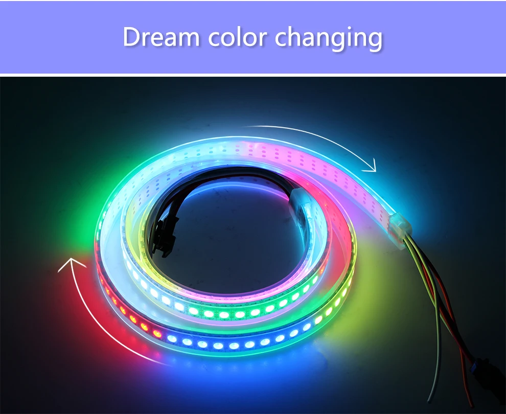WS2812B Светодиодные ленты 5050 RGB Водонепроницаемый светодиодный ленты ws2812 5 м программируемый мечта полный Цвет Светодиодные ленты s 5 v гибкие для использования на природе, украшения
