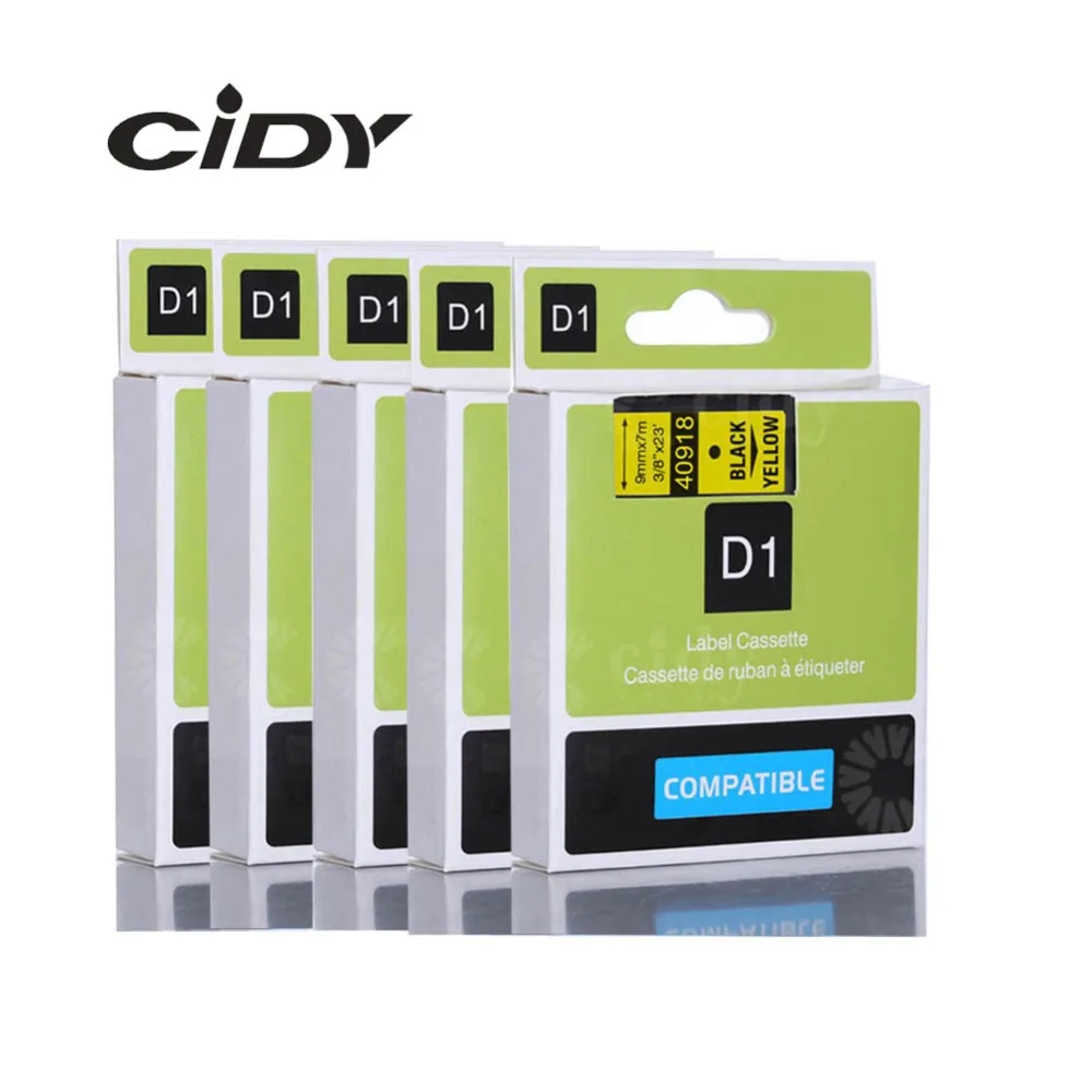 

cidy 5pcs Compatible Dymo Labelmanager 9mm D1 Black on Yellow Dymo Maker 40918 Label Tape Cartridges Factory Supply