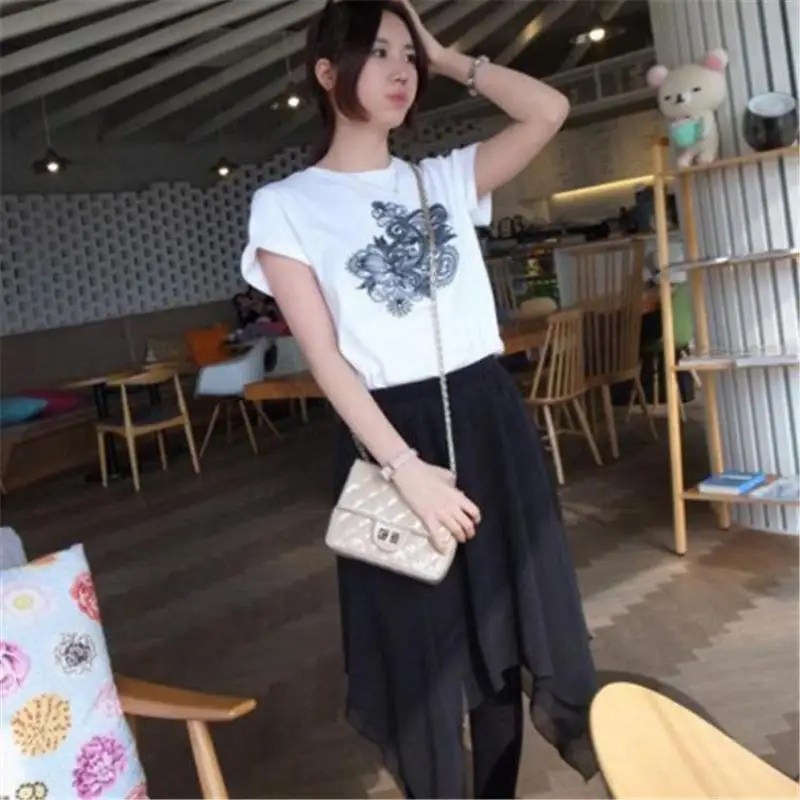 Новинка весна-лето 2020 Женская Корейская Асимметричная шифоновая юбка облегающая