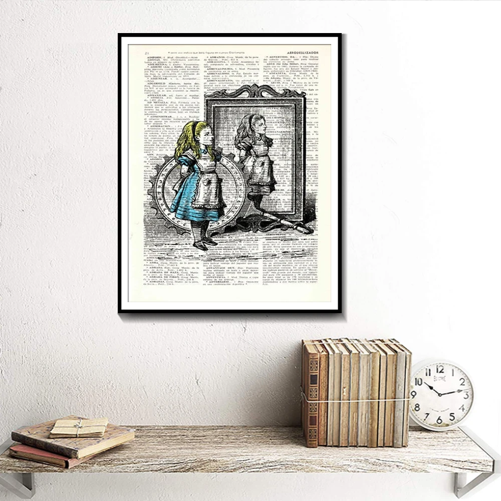 Christmas gifts for her Alice in wonderland Vintage Book Print book Wall Art Home Decoration Posters And Prints | Дом и сад