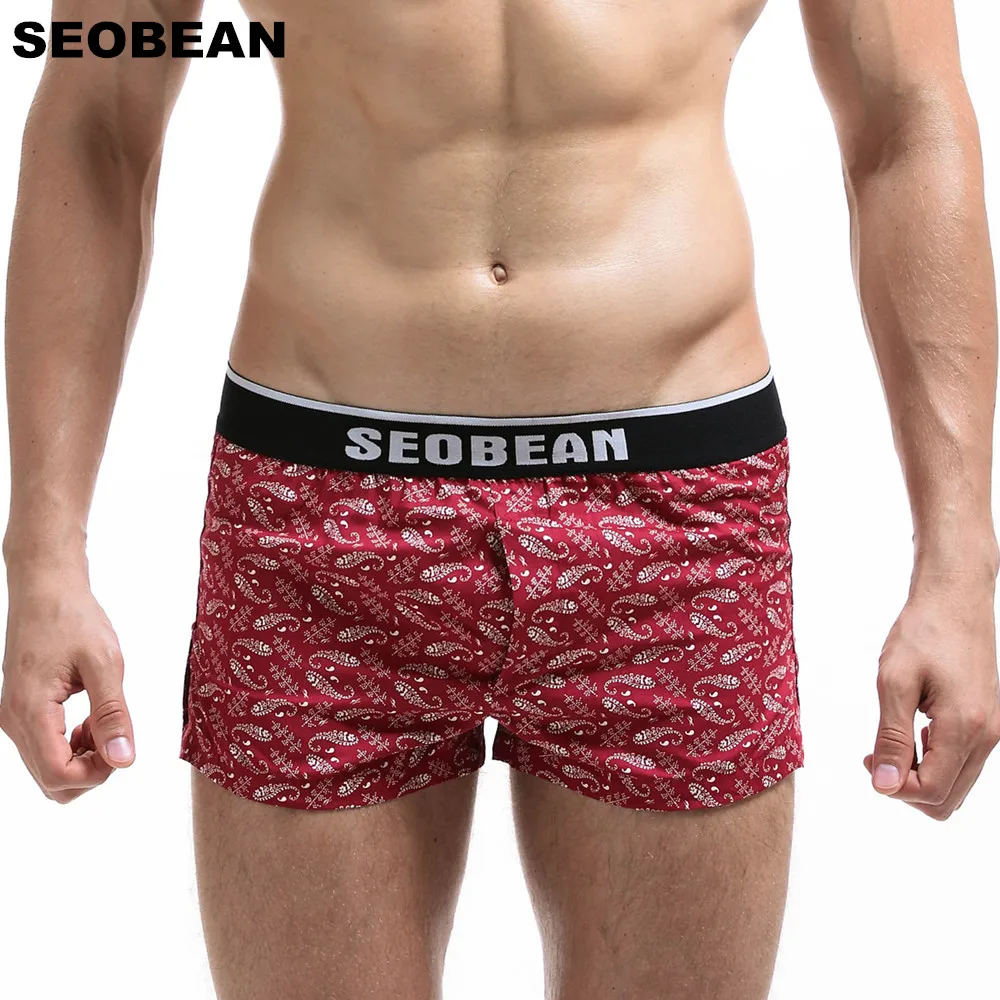Мужское нижнее белье Seobean хлопковые боксеры для сна с сумкой пениса|men underwear boxer