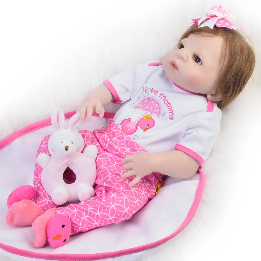 Уникальные 23' 57 см Детские куклы Reborn Baby girl полностью силиконовые реалистичные