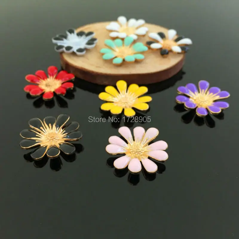 

Enamel Daisy Flower Daisies 10 pcs 20 mm Flower Center Buttons Embellishment for Handmade Craft Flat Back Classical Nail Art