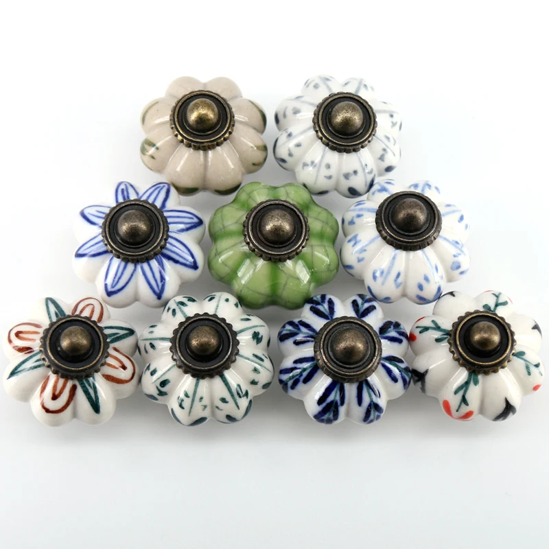 1 шт. Лидер продаж ручка для шкафа с цветочным рисунком керамическая мебели ящика