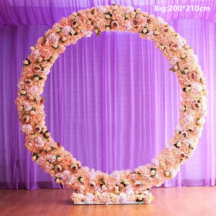 Champagne big Подгонянная Новая Железная Арка+ цветы DIY свадебный реквизит дорога свинцовый сценический фон Декор железная Арка подставка с шелком искусственные цветы - Цвет: Champagne big