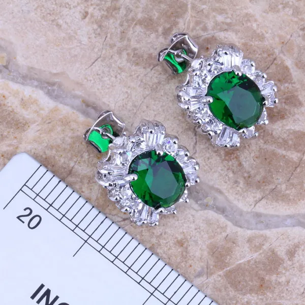 Комплект из кольца и серёг с фианитом 6 / 7 8 9 10 дюймов|silver jewelry set|jewelry setsearring pendant |