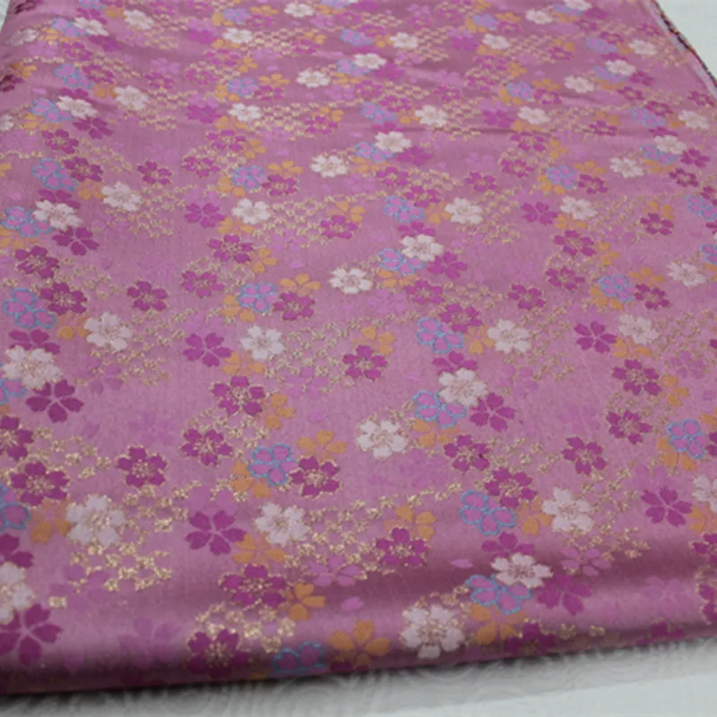 CF390 1Yard Pink Sakura With Gold Embroidery Brocade Jacquard Chinese Silk Fabric For Women Dress Qipao Sew | Дом и сад