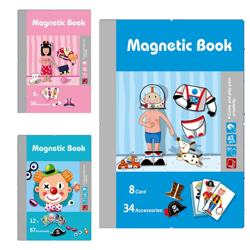 Детские Магнитные Головоломки Magnetibook Crazy Face принцесса головоломка Рождественский подарок развивающие игрушки для детей Монтессори головоломки игрушки
