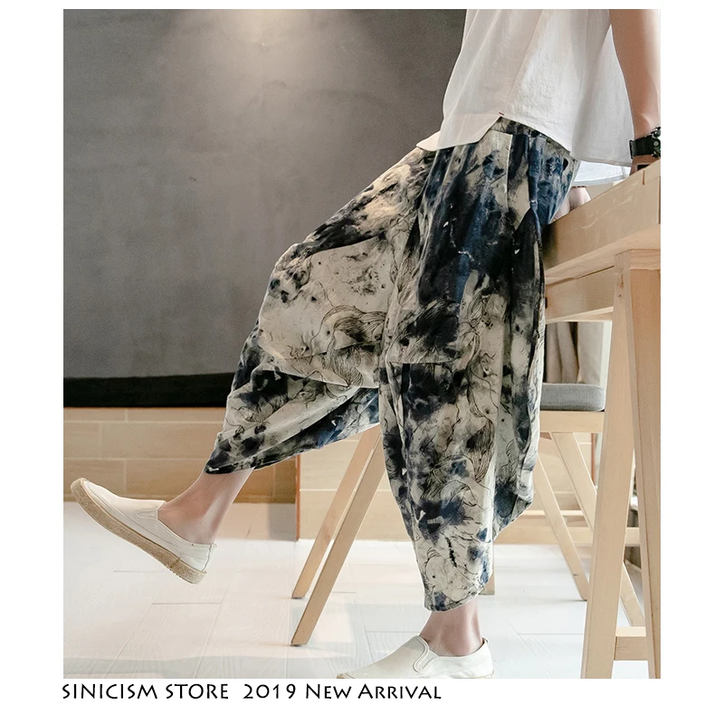 Sinicism Store мужские повседневные брюки с вентиляцией 2020 летние в китайском стиле из