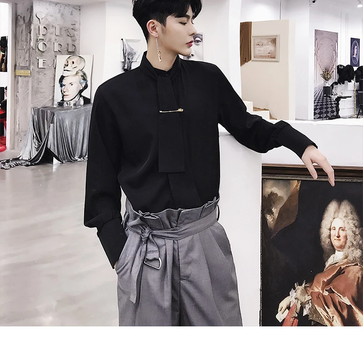 Черно-белая мужская модная Повседневная рубашка с длинным рукавом, мужские вечерние рубашки в готическом стиле, одежда для влюбленных