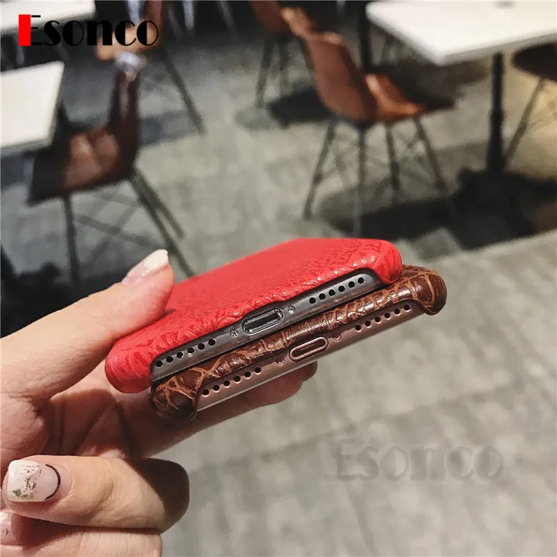 Крокодил зернистой кожи Мягкий чехол для iPhone X 7 8 6 6S Plus телефона винтажная Обложка