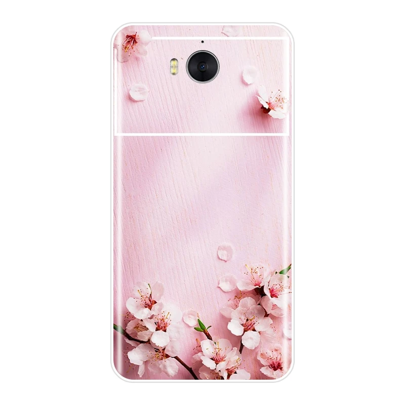 Phone Case For Huawei Y3 Y5 Y6 II Y7 Pro Soft Silicone Pink Flower Sakura Back Cover Prime 2017 2018 Y9 2019 | Мобильные телефоны и
