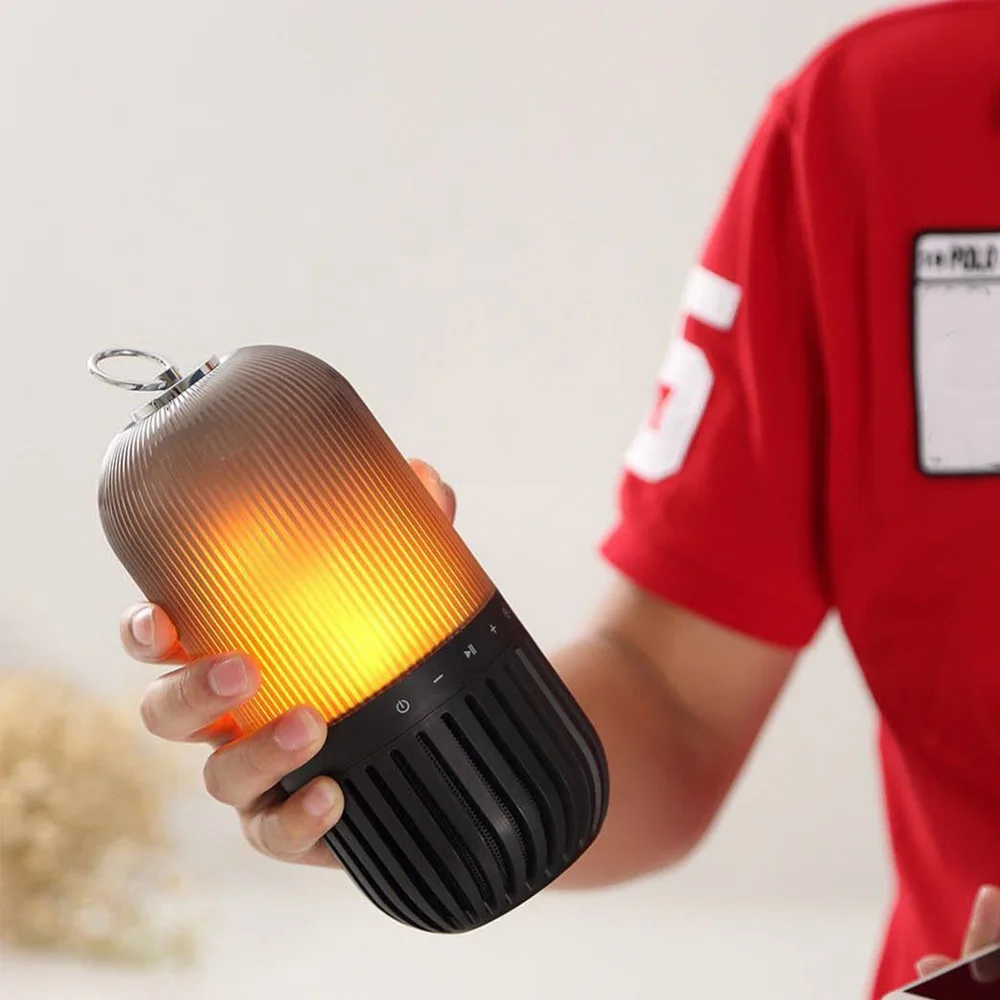 Светодиодная Портативная акустическая лампа с пламенем Bluetooth стерео мерцающий