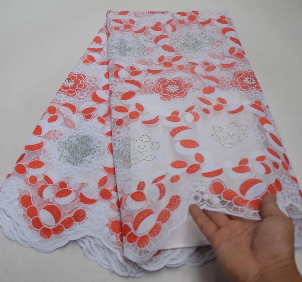 

Latest Nigerian Laces Fabrics High Quality African Laces Fabric For Wedding Dress French Milk Silk Lace With Stone TS8129