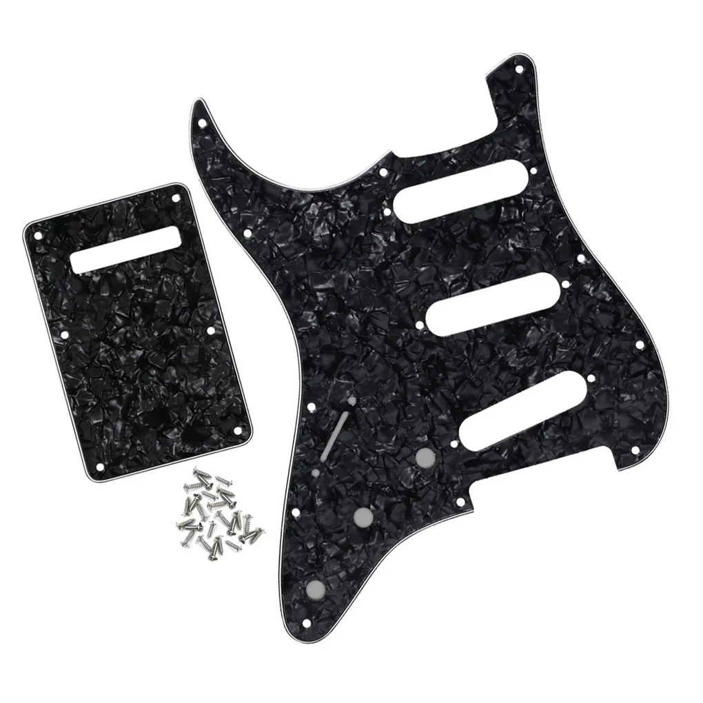 FLEOR черная жемчужная 4Ply левшей гитарная накладка SSS 11 отверстий и задняя пластина