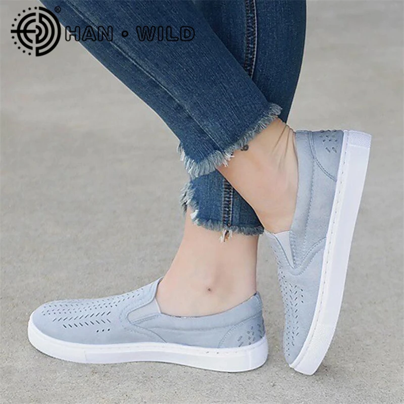 

Solid Color Large Size 35-43 Flats For Women Hollow Out Round Canvas Shoes Summer Loafers Slip on Flat With Casual Shoes