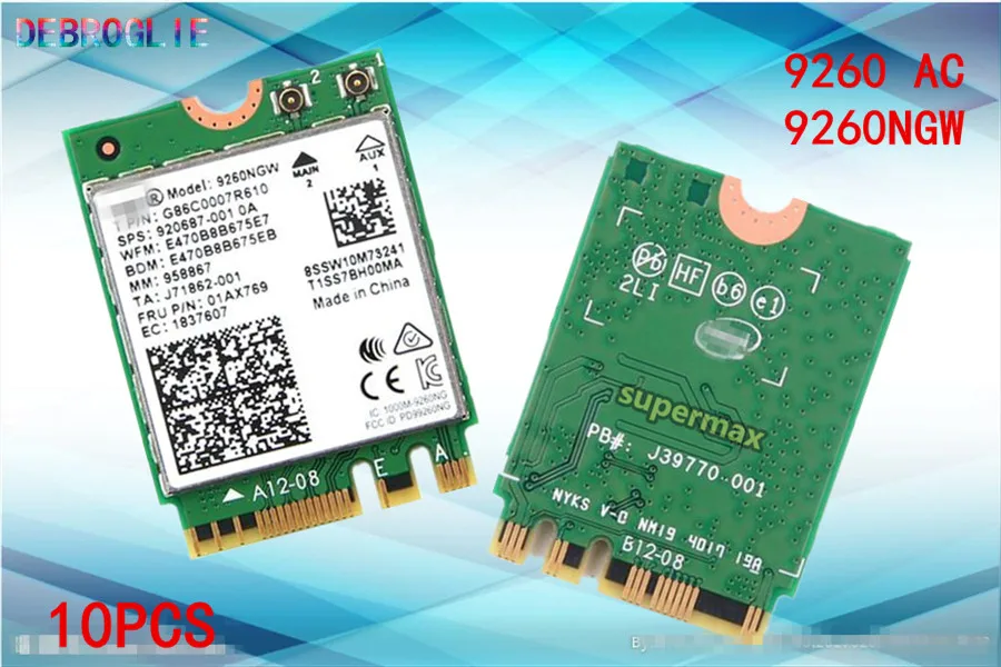 

10 шт./Двухдиапазонная беспроводная Wifi карта AC 9260AC 9260NGW/NGFF M2/2,4G/5 Ghz Wlan Bluetooth 5,0 Wifi карта