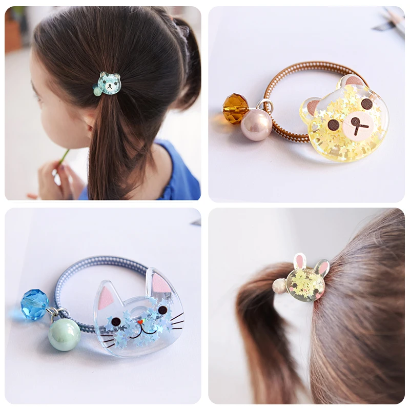 Детские эластичные резинки для волос с кристаллами Kitty/Bear/Rabbit украшенные