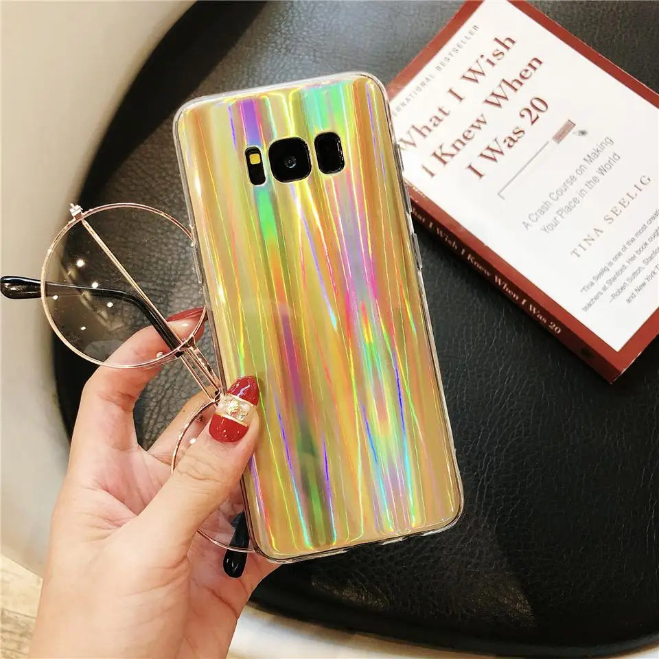 Aurora laser Phone Cases For Samsung Galaxy S8 S9 S10 Plus S10E XiaoMi 9 8 SE A2 A1 RedMi 6 Pro 6A S2 Note 7 Cover Soft TPU Case |