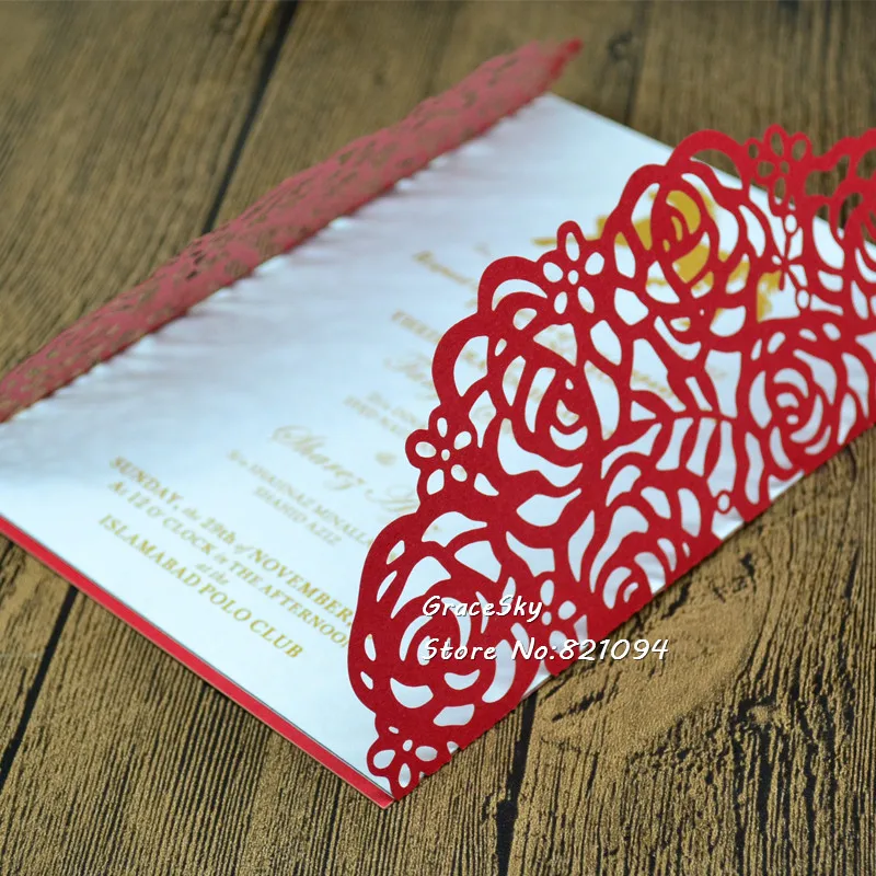 Свадебные пригласительные открытки лазерной резки в европейском стиле 50 шт.