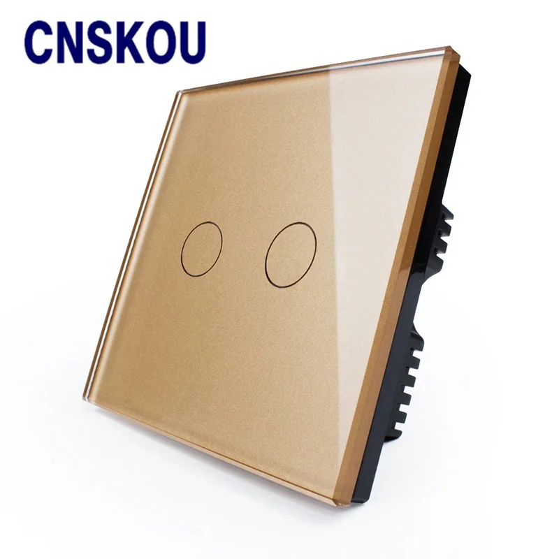 CNSKOU Великобритании Стандартный 2 Gang AC220 ~ 250 В Кристалл Стекло Панель умный дом